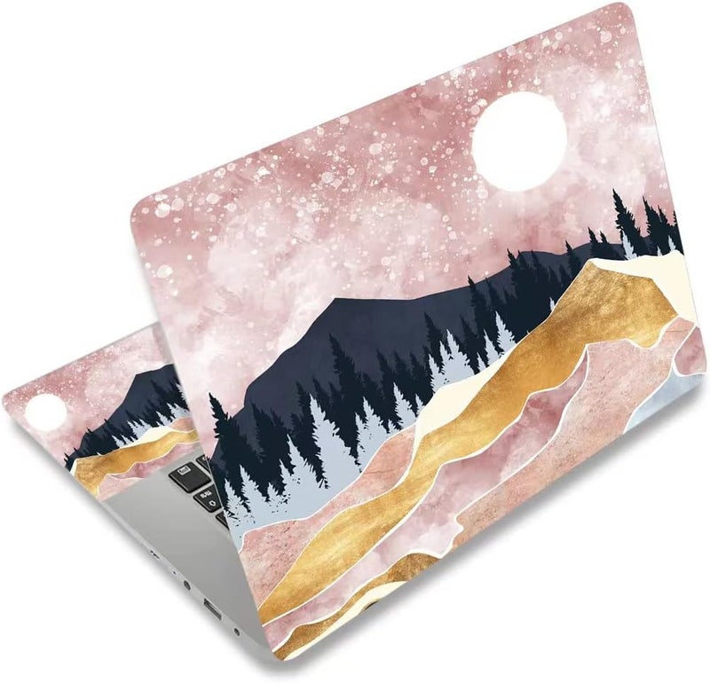 ARTSO 15.6 inch Laptop Notebook Skin Sticker Universal Soft Art Cover Decal Fits 12 13 13.3 14 15 15.4 15.6 inch Laptop Protector,Easy to Apply, Reusable, Pink Abstract Mountain - Image 1